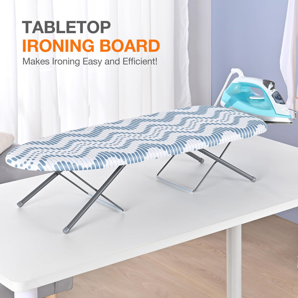 KINGRACK Foldable Tabletop Ironing Board with Iron Rest and Cotton Cover