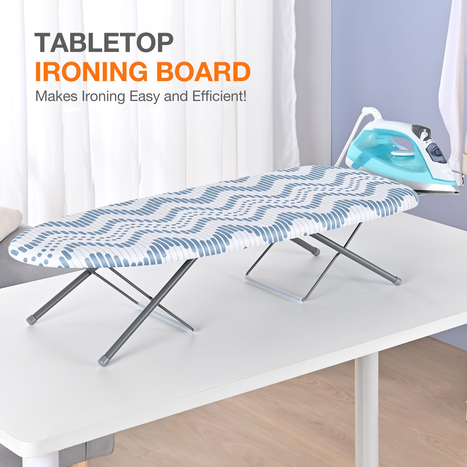 KINGRACK Foldable Tabletop Ironing Board with Iron Rest and Cotton Cover