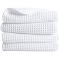 Polyte Microfiber Hand Towels | 4 Pack Waffle Weave Quick Dry - White