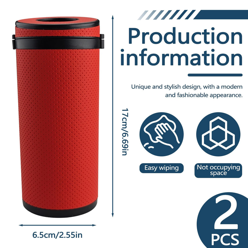 Thatyro 2 Pieces Leather Car Tissues Holder Cylinder with Window Breaker, Refillable Round Tissue Boxes for Car Cup Holder Container Fit Vehicle Home - image 2