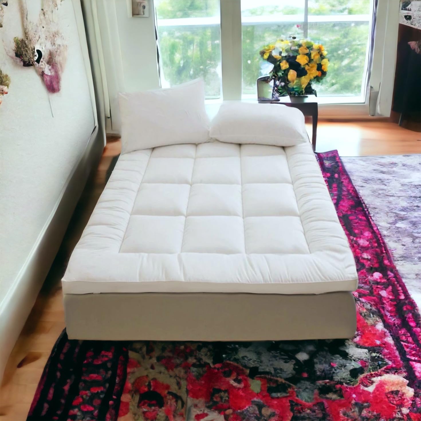 Jolof Store Double Mattress Topper - 10cm Thick Microfiber Quilted