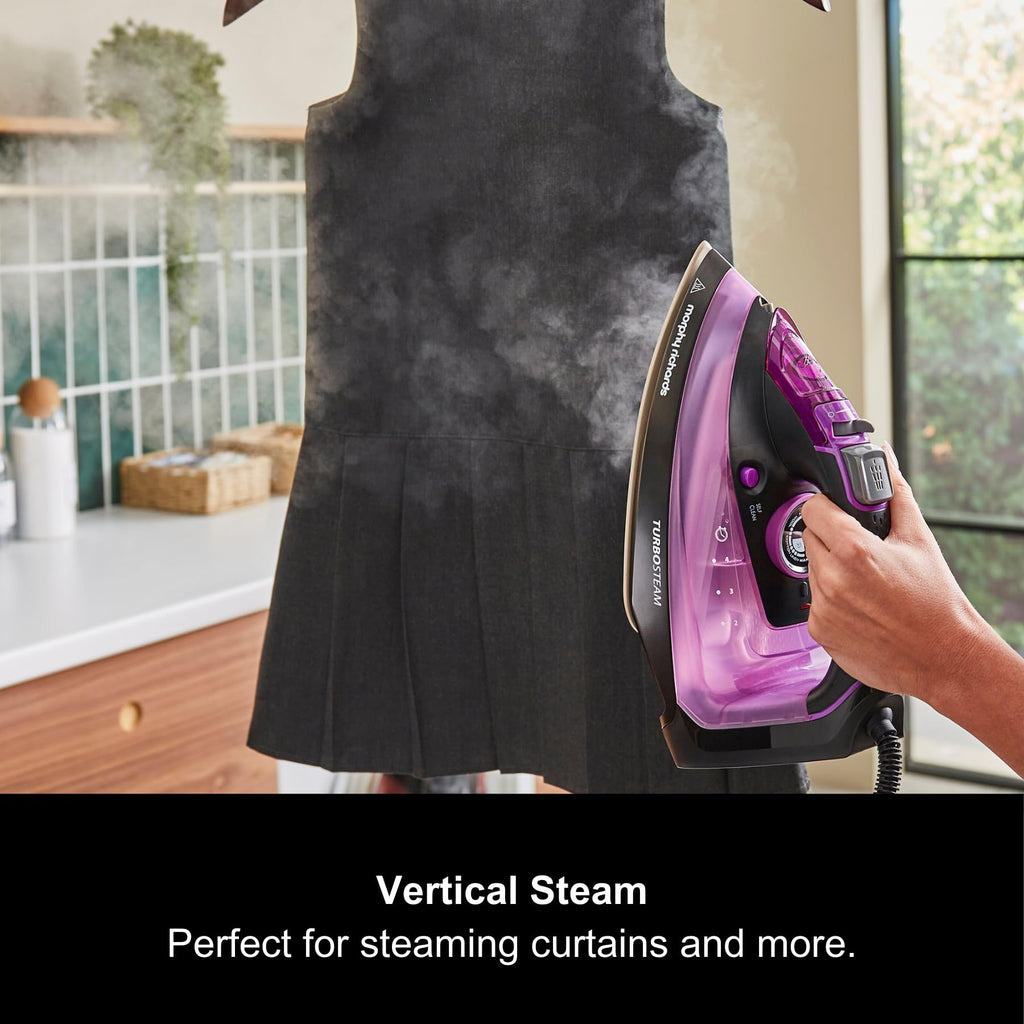 Morphy Richards Turbosteam Iron – 2800W Ceramic Soleplate, Purple