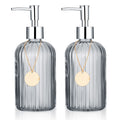 2-Pack Glass Soap Dispenser Set | 14oz Refillable Pump Bottles