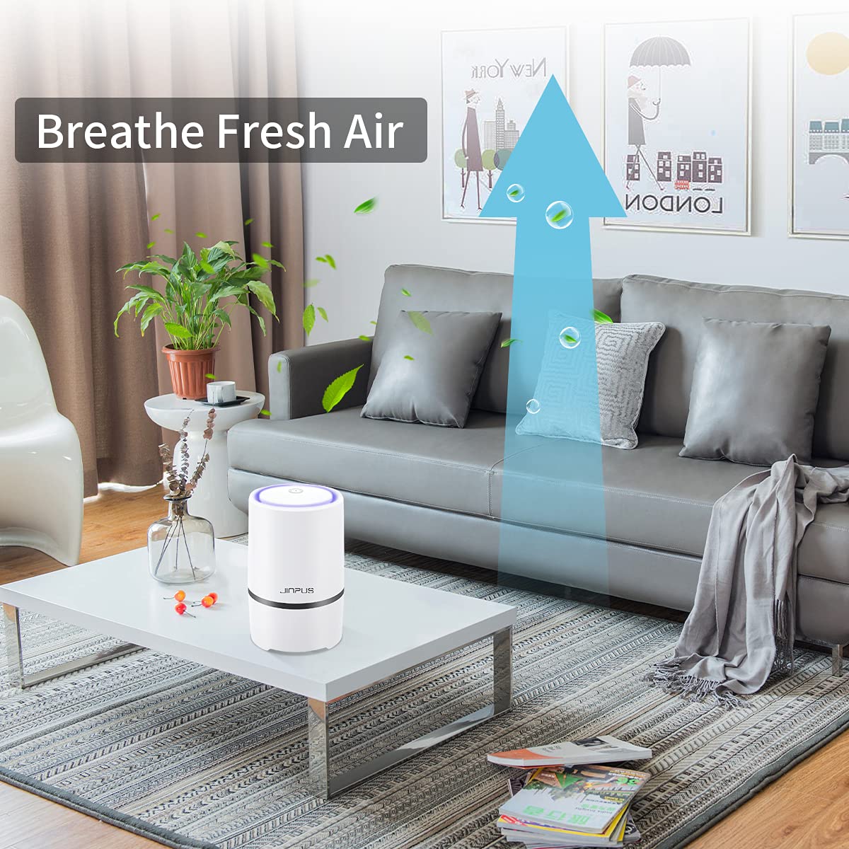 JINPUS Portable HEPA Air Purifier – Silent Ionizer for Dust and Allergies