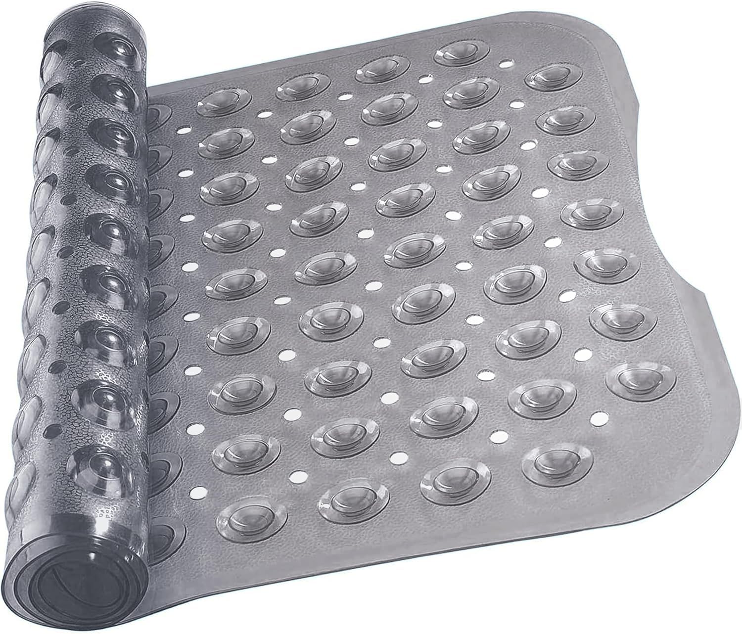 Ameha Non-Slip Shower Bath Mat | Grey 100x40cm Anti-Mould PVC Mat