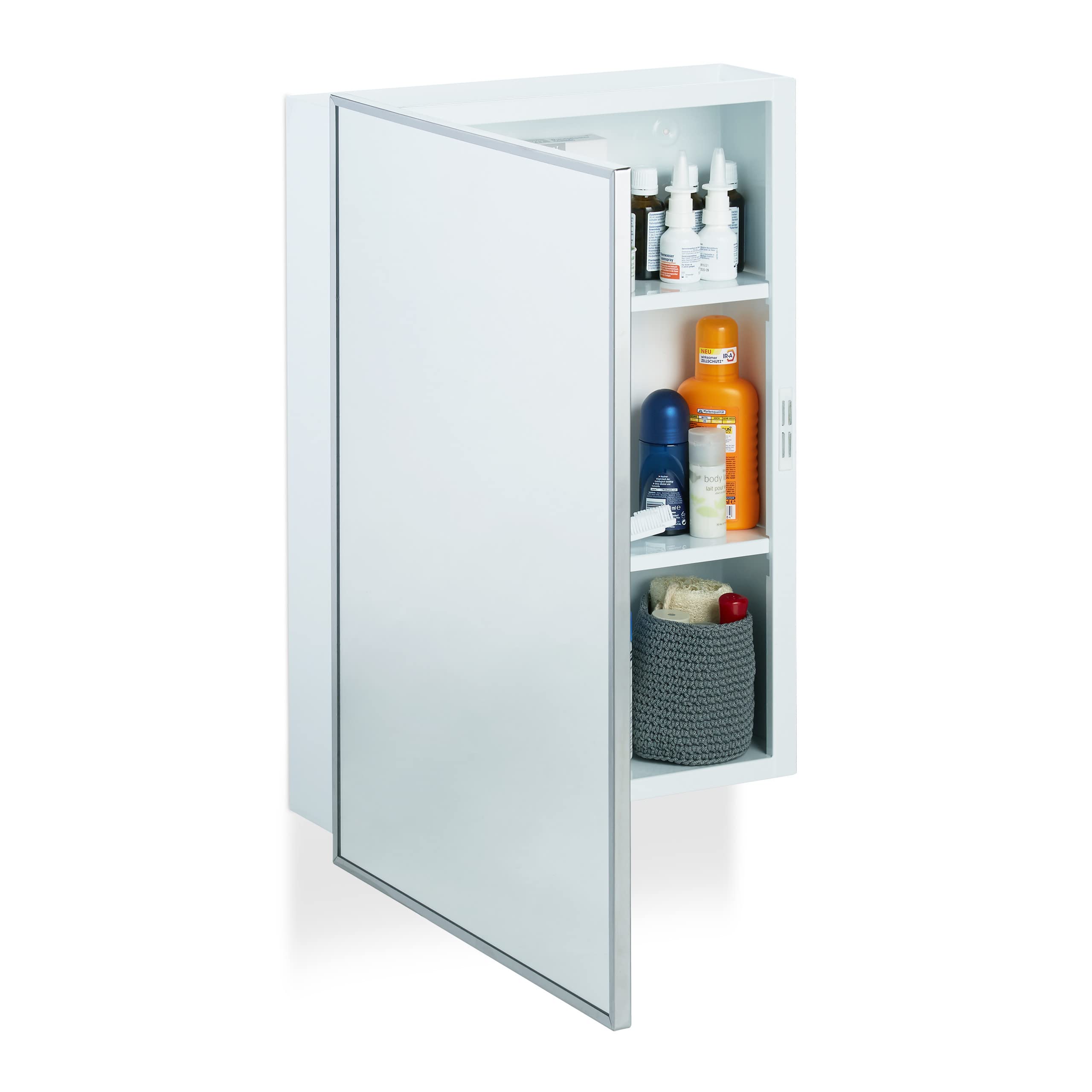 Relaxdays Steel Bathroom Mirror Cabinet – 3-Tier Wall Medicine Cupboard