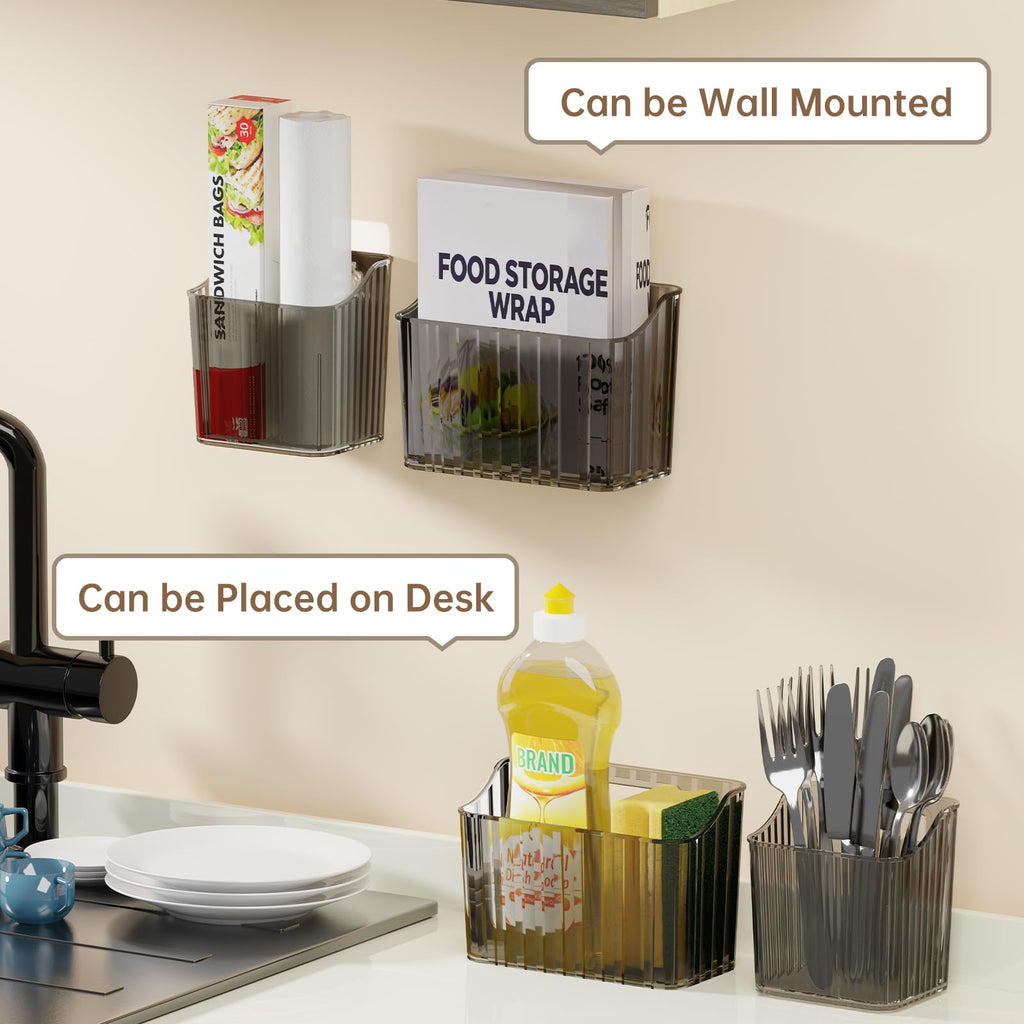PAVSTINE 4Pcs Cabinet Door Storage Box Self-adhesive No Residue, Black - image 3