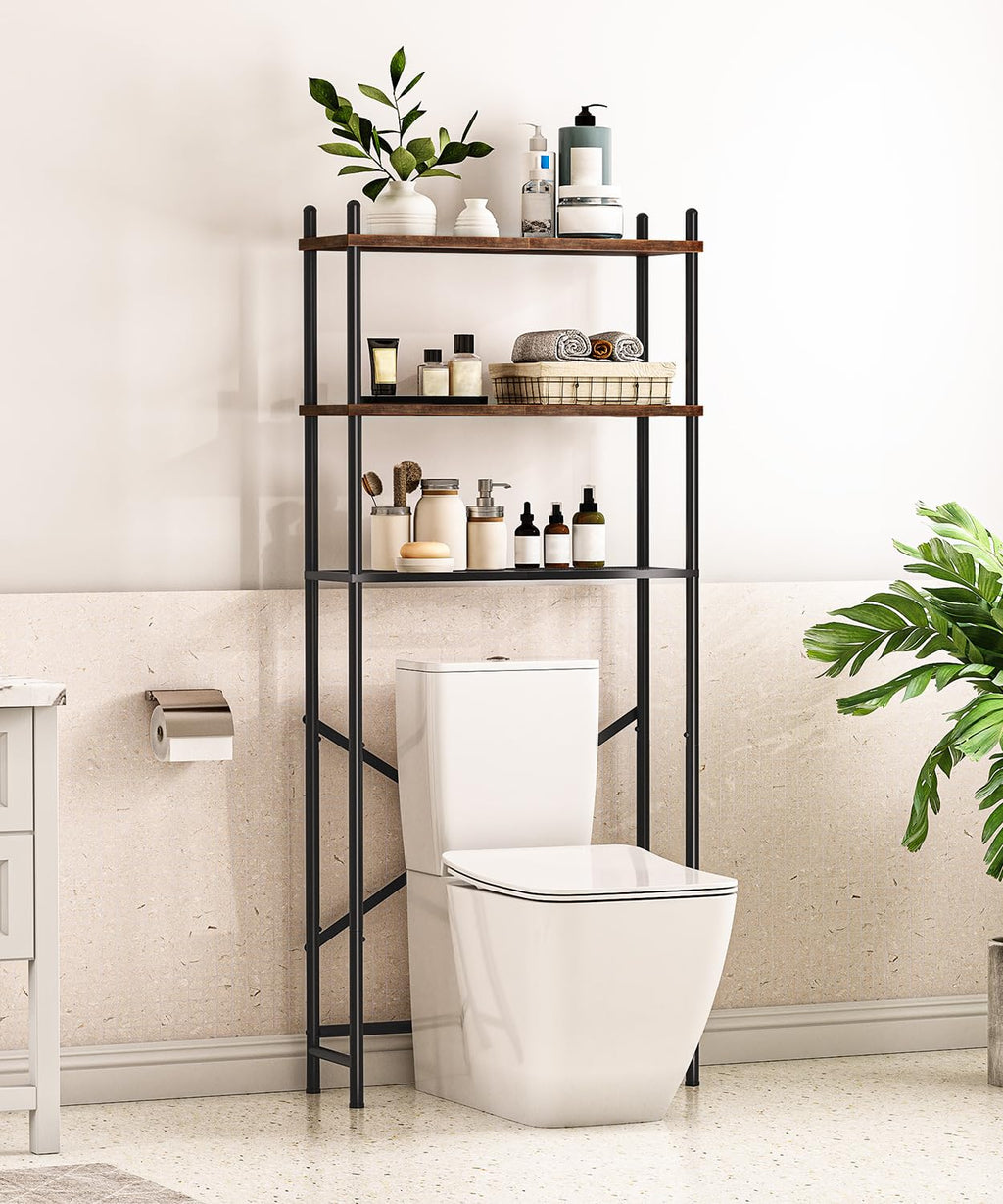 HOOBRO Over Toilet Storage Unit Bathroom Shelf, 3-Tier Bathroom Storage Unit, Freestanding Above Toilet Storage Rack with Adjustable Feet - image 2