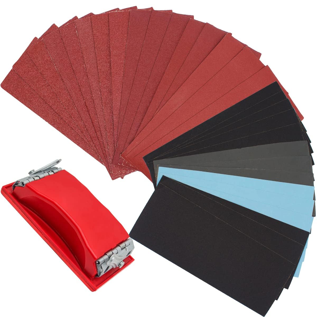 SenmaiTools 45-Sheet Wet Dry Sandpaper Set with Hand Sanding Block