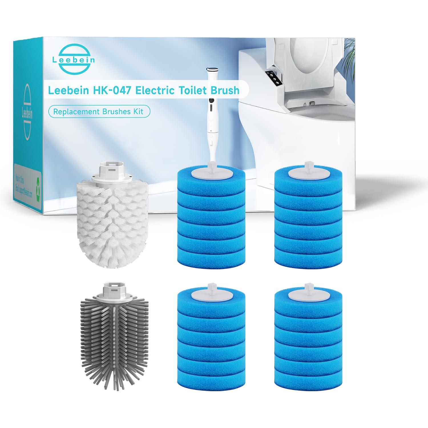 Leebein HK-047 Replacement Brush Heads - 26pc Kit with Nylon & Silicone