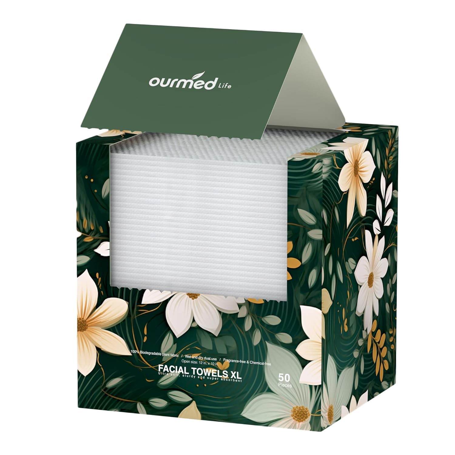 Ourmed Life Disposable Face Towels | Biodegradable XL Makeup Wipes