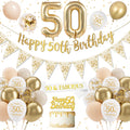 Jolof Store 50th Birthday Decorations for Women – Sand White Gold Kit