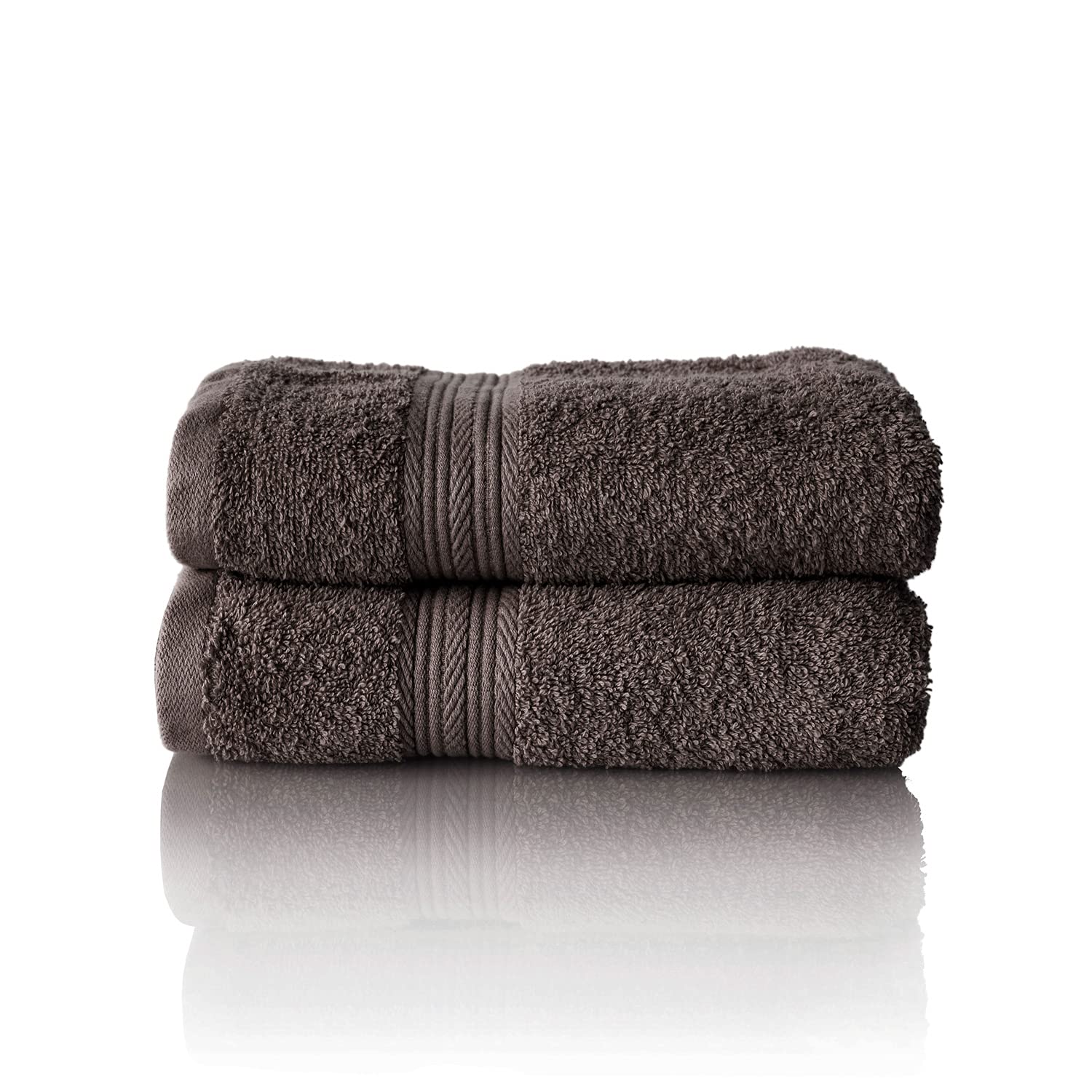 ALCLEAR Terry Hand Towels - 2 Pack 100% Cotton Oeko-Tex - Anthracite