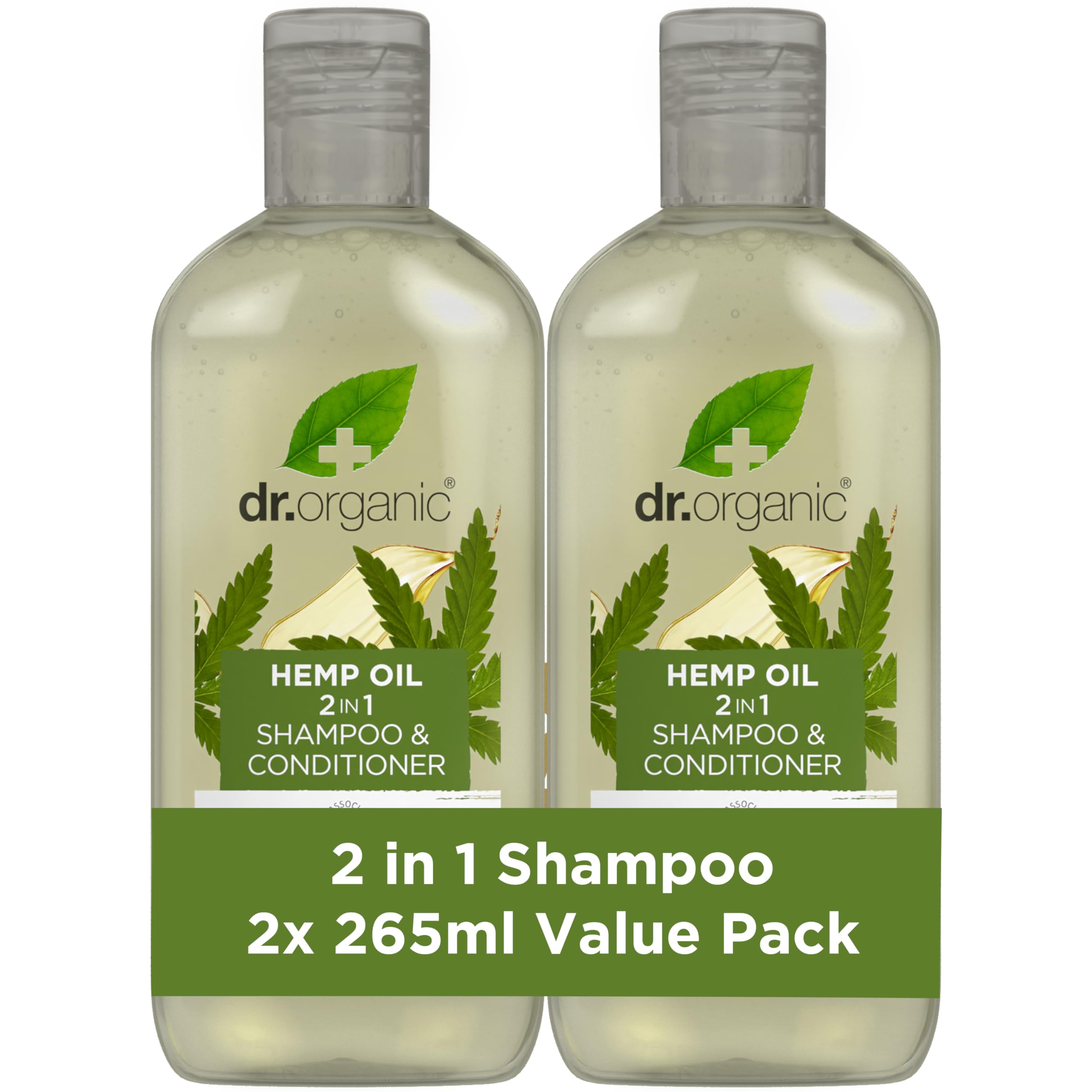 Dr Organic Hemp Oil 2 in 1 Shampoo and Conditioner for Thinning Hair - 2 Pack