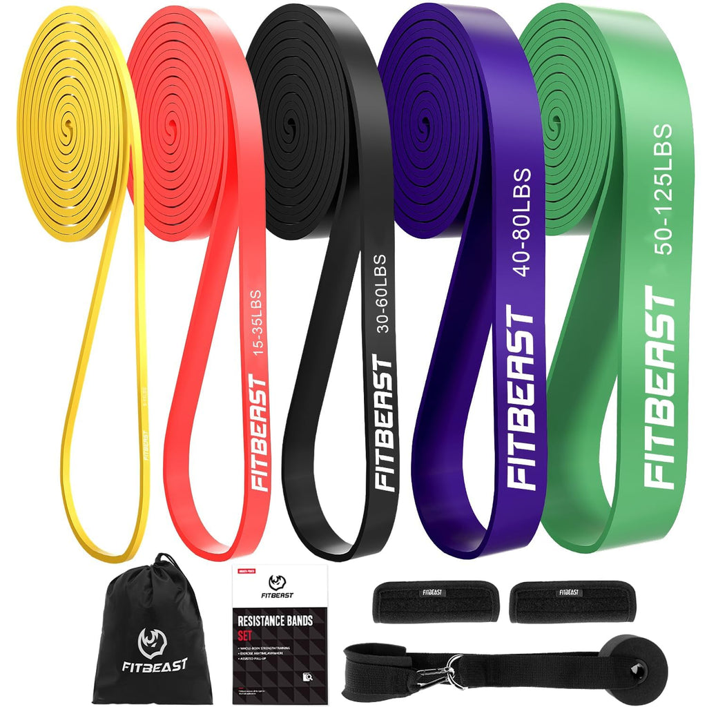 FitBeast Pull Up Assist Bands Set | 5 Resistance Levels for CrossFit