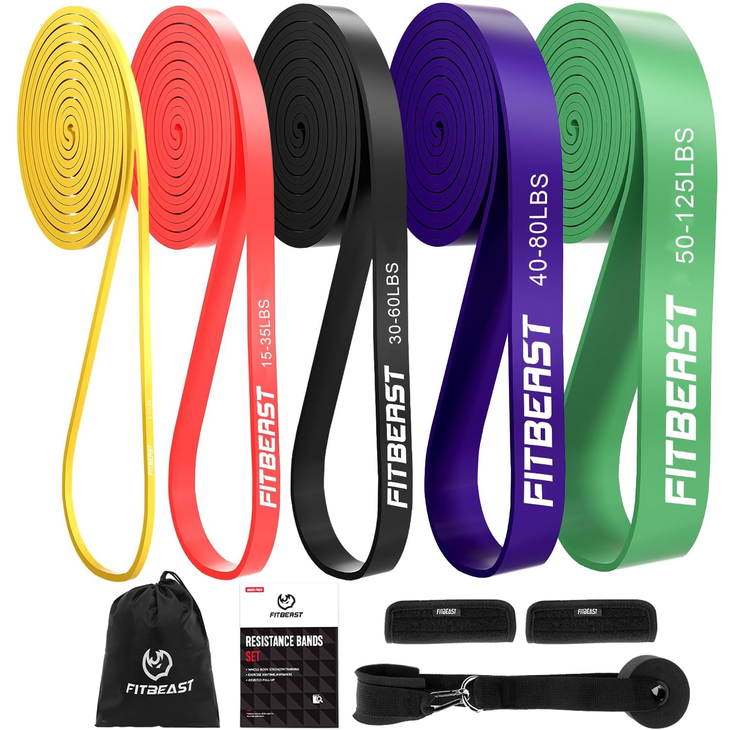 FitBeast Pull Up Assist Bands Set | 5 Resistance Levels for CrossFit