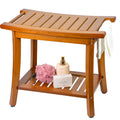 Utoplike Bamboo Shower Bench – Brown Bathing Stool with Handles