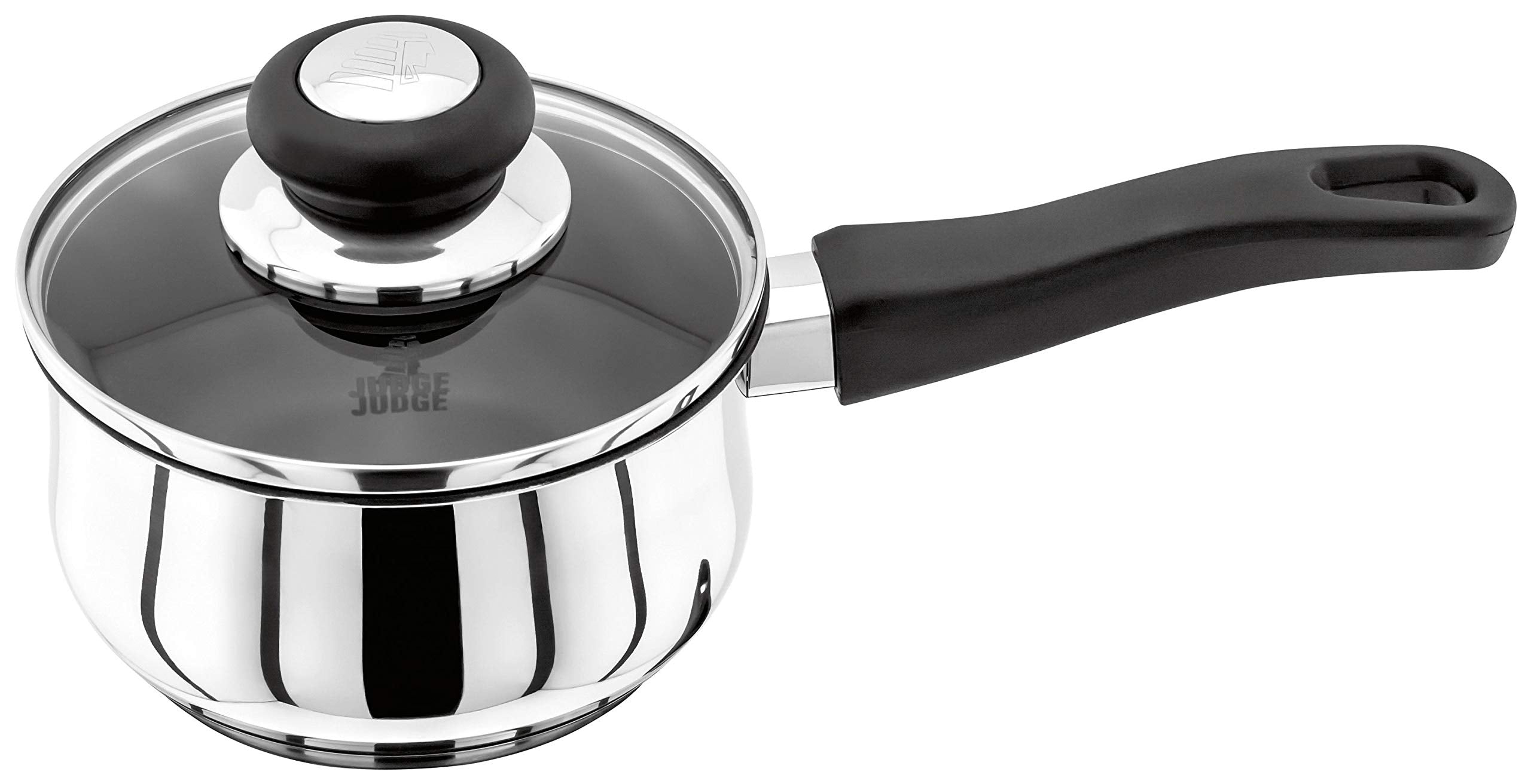 Judge Vista Non-Stick Stainless Steel Saucepan with Glass Lid, 14cm