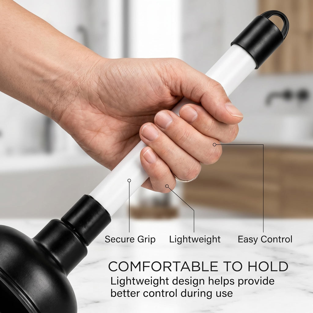 Heavy Duty Drain Unblocker Sink Plunger 9 inch Strong Handle & 4 inch Rubber Cup for Toilet Shower Bathroom Kitchen Drains Powerful Suction Tool Fast - image 3