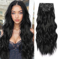 JIAMEISI 22" Clip in Hair Extensions | 4PCS Long Wavy Synthetic Hairpiece