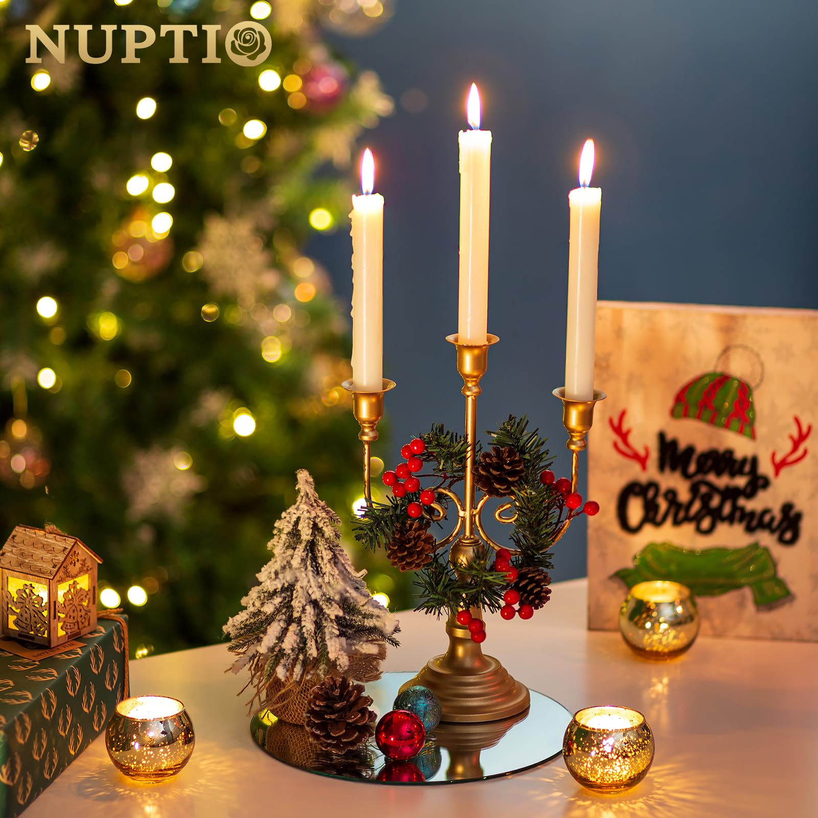 Nuptio 25cm Round Mirror Centerpieces | 12 Pcs Glass Candle Plates