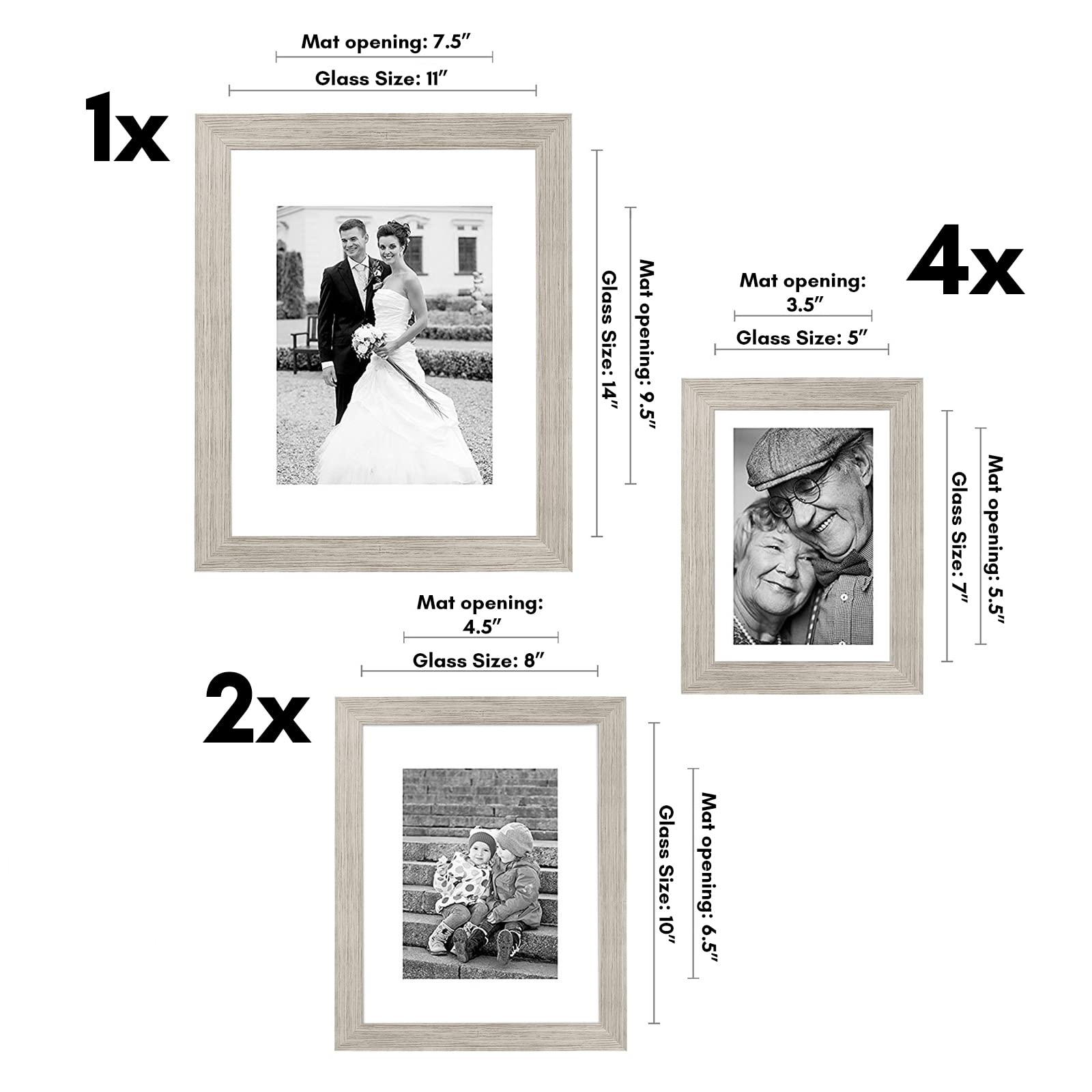 Americanflat 7 Piece Gallery Wall Frame Set | Driftwood Woodgrain Collage