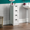 Bath Vida 4-Drawer White Bathroom Storage Cabinet – Wood Floor Unit