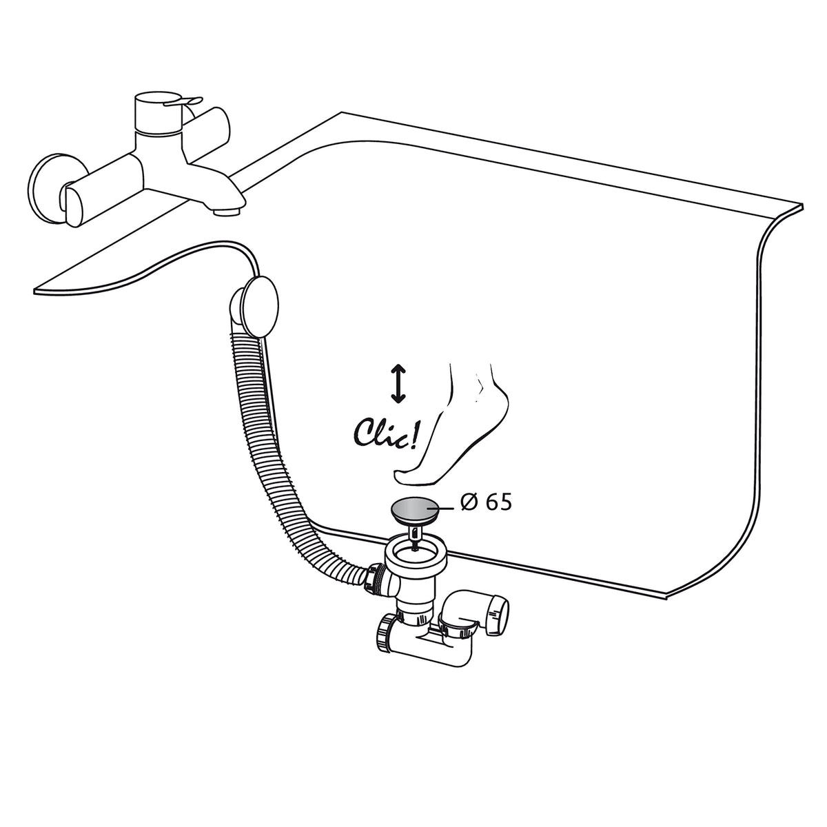 Wirquin Quick-Clac SP9260S Stainless Steel Bathtub Stopper