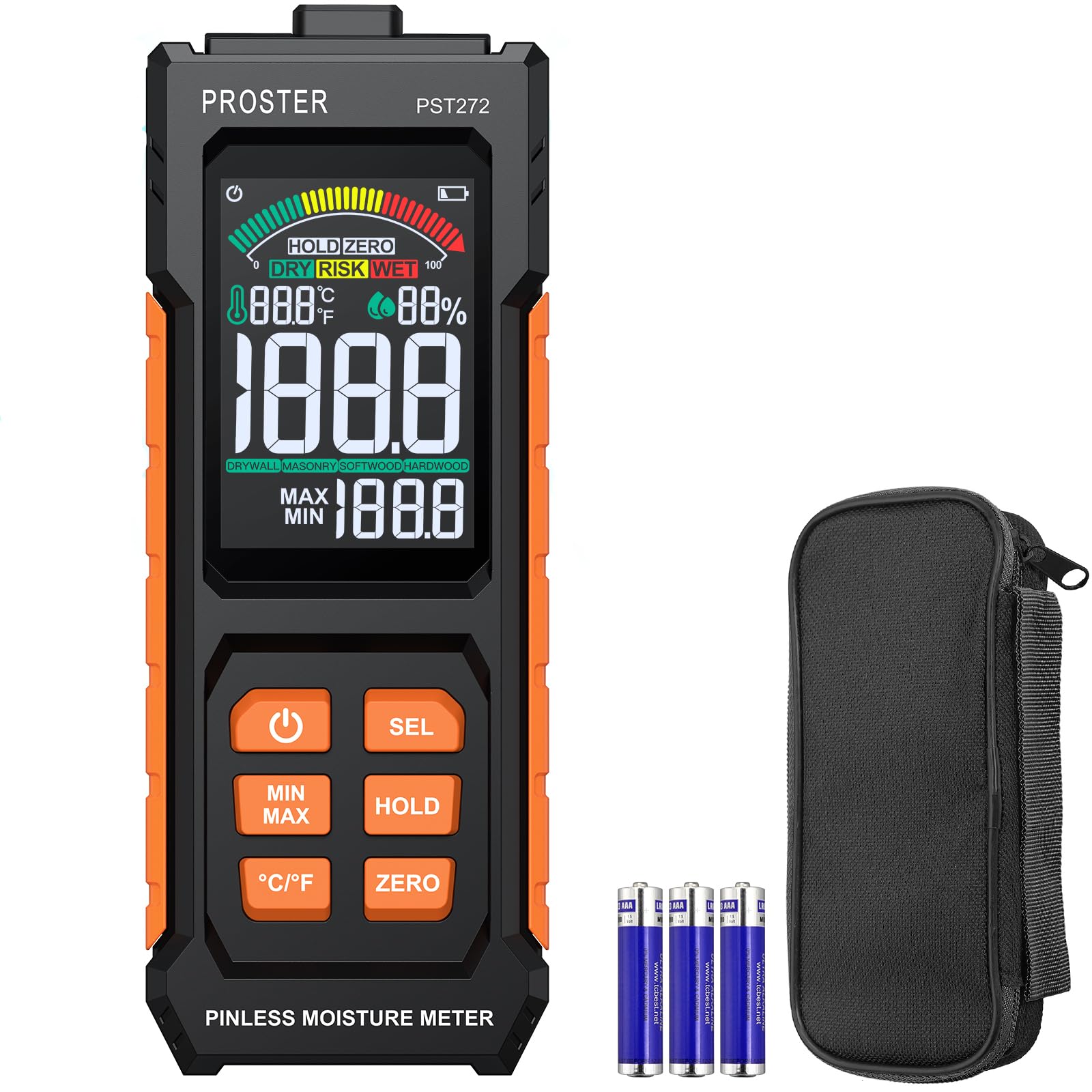 Proster Pinless Wood Moisture Meter – Non-Invasive Damp Detector