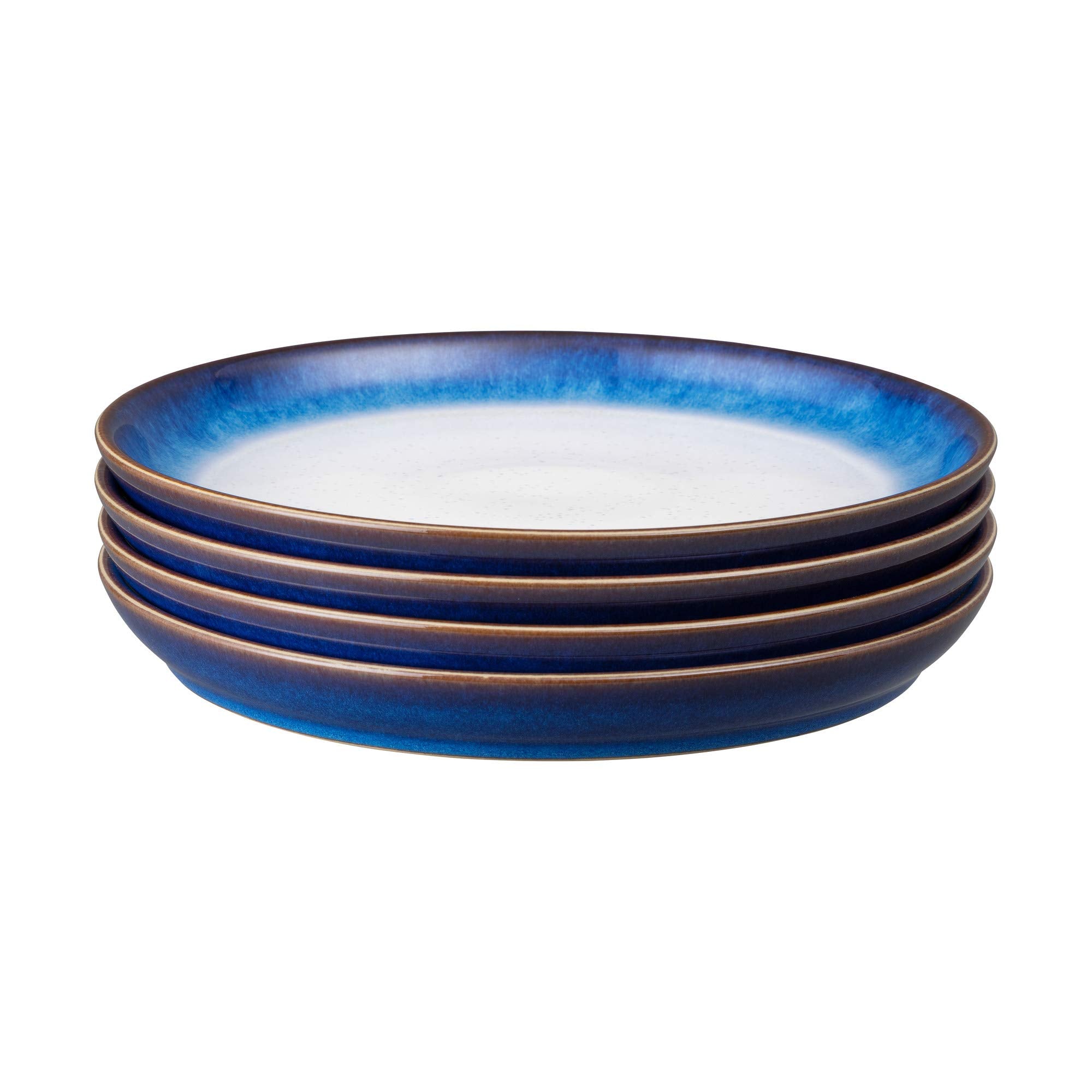 Denby Blue Haze Dinner Plates - Set of 4 Large Ceramic Stoneware