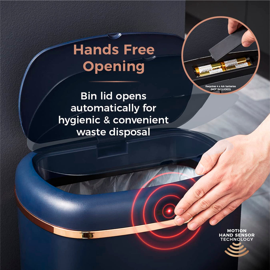 Tower Cavaletto 58L Square Sensor Bin – Midnight Blue & Rose Gold
