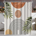 Lerores Leaves Line Shower Curtain | Anti-Mould Washable Fabric, 180x160cm