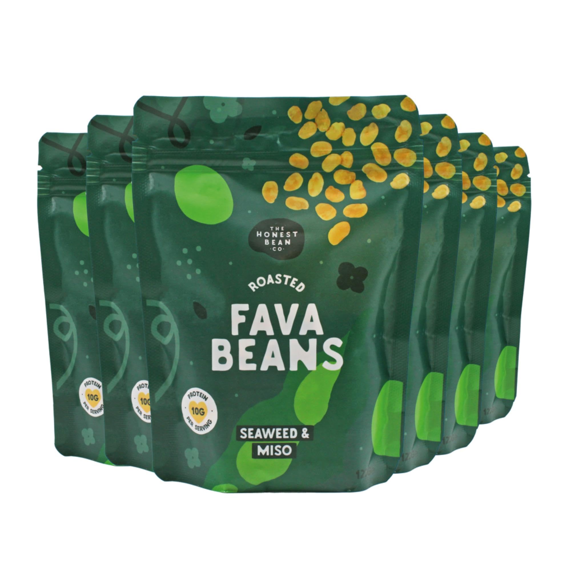 The Honest Bean Co Seaweed & Miso Roasted Fava Beans - 6 x 120g Vegan Snack
