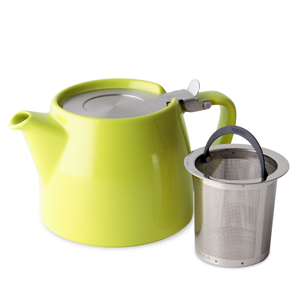 Forlife Ceramic Stackable Teapot with Infuser – Lime Green, 18oz