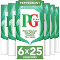 PG Tips Peppermint Tea Bags - Bulk 150 Plant-Based Wrapped Bags (6 Packs)