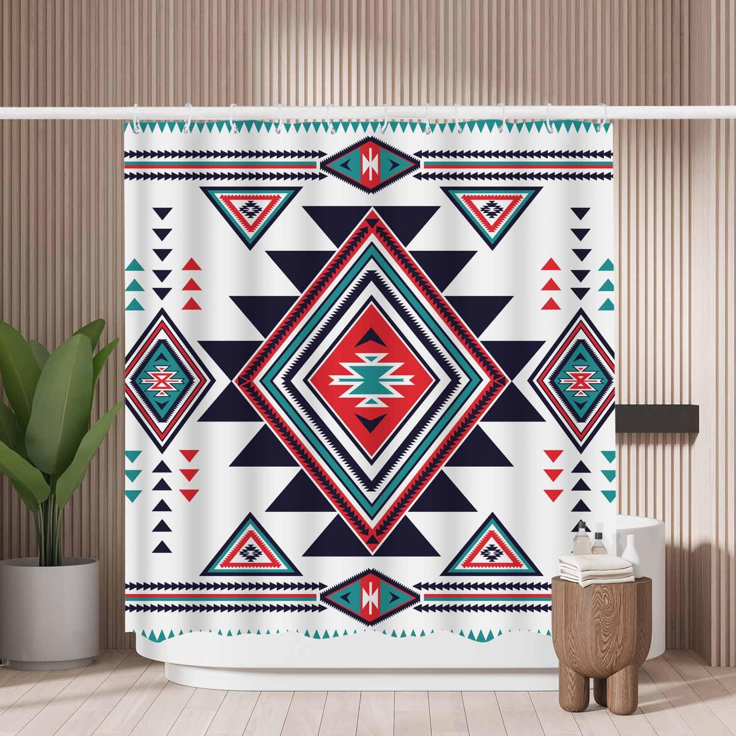 Woutay Navajo Aztec Shower Curtain | Waterproof Mold Resistant Polyester