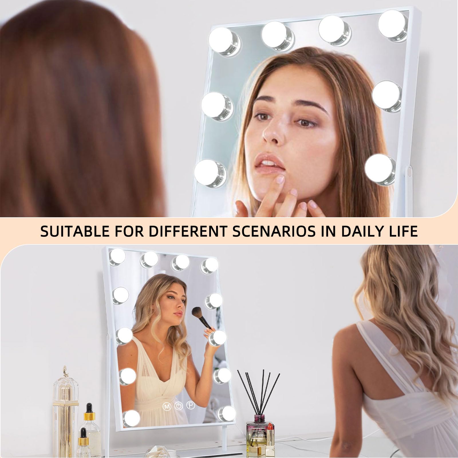 Fenchilin Hollywood Vanity Mirror with 12 LED Bulbs and 10X Magnifier