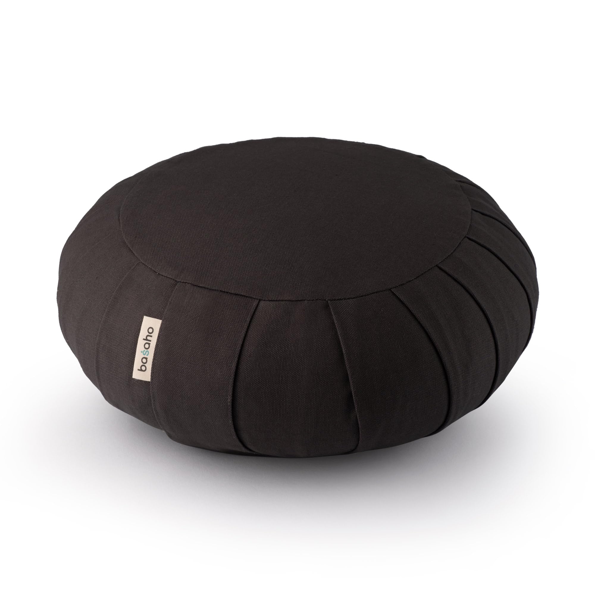 Basaho Classic Zafu Meditation Cushion - Organic Cotton Buckwheat - Black