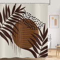 Hnmdmyi Boho Shower Curtain | Mid Century Brown Leaf Polyester - 71x71"