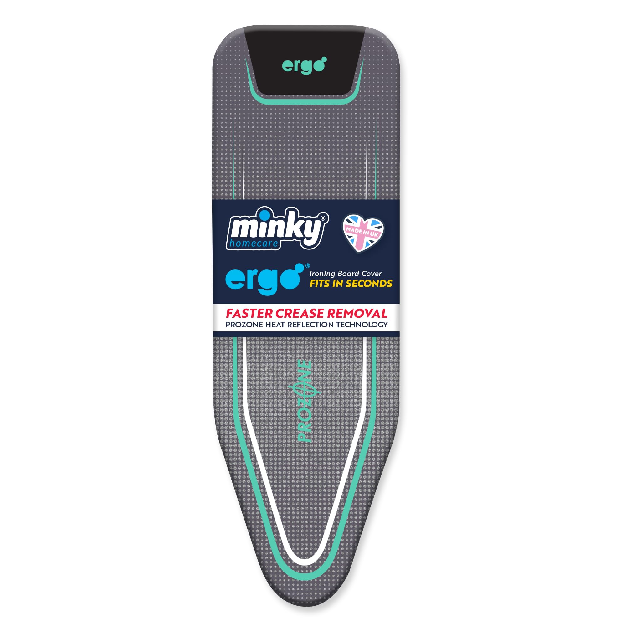 Minky Ergo Prozone Ironing Board Cover - Mint Cotton & Felt (122 x 38cm)