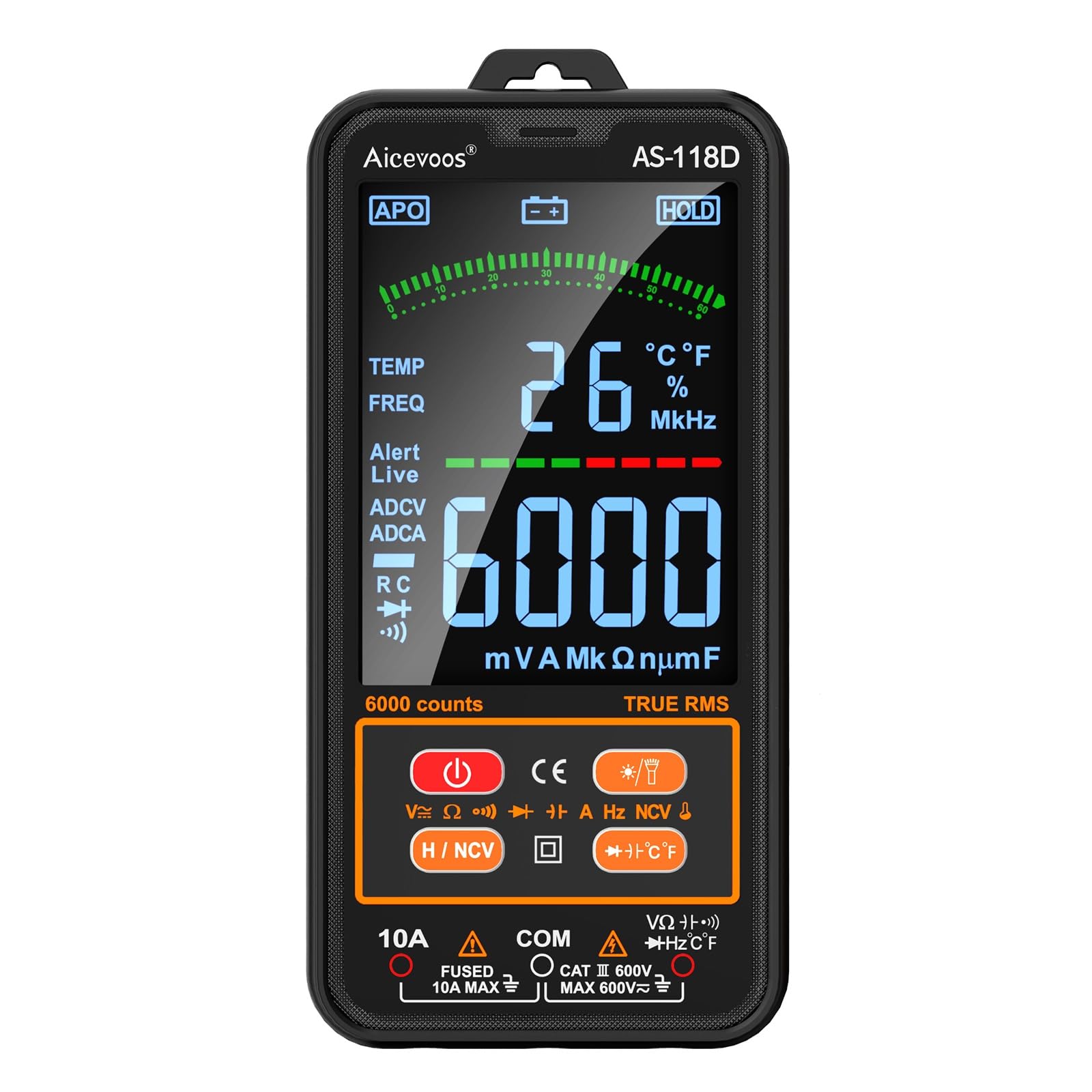 Aicevoos AS-118D Smart Digital Multimeter – T-RMS Auto-Ranging Tester