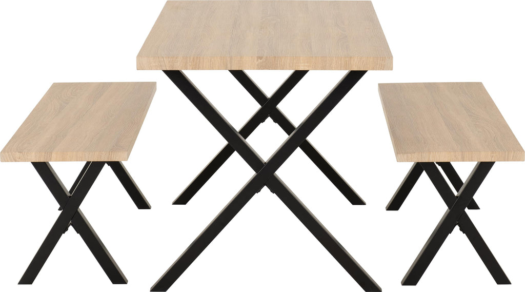 Seconique Buxton Dining Bench Set In Light Oak Effect/Black - image 2