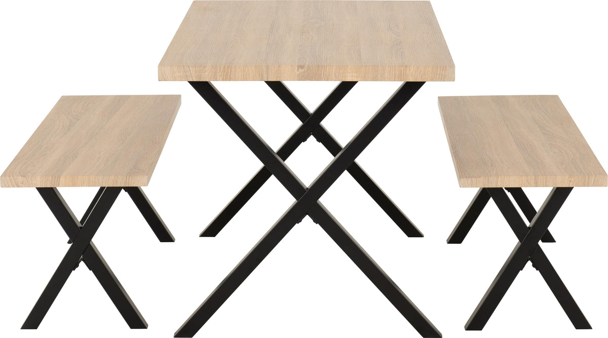 Seconique Buxton Dining Bench Set In Light Oak Effect/Black - image 2