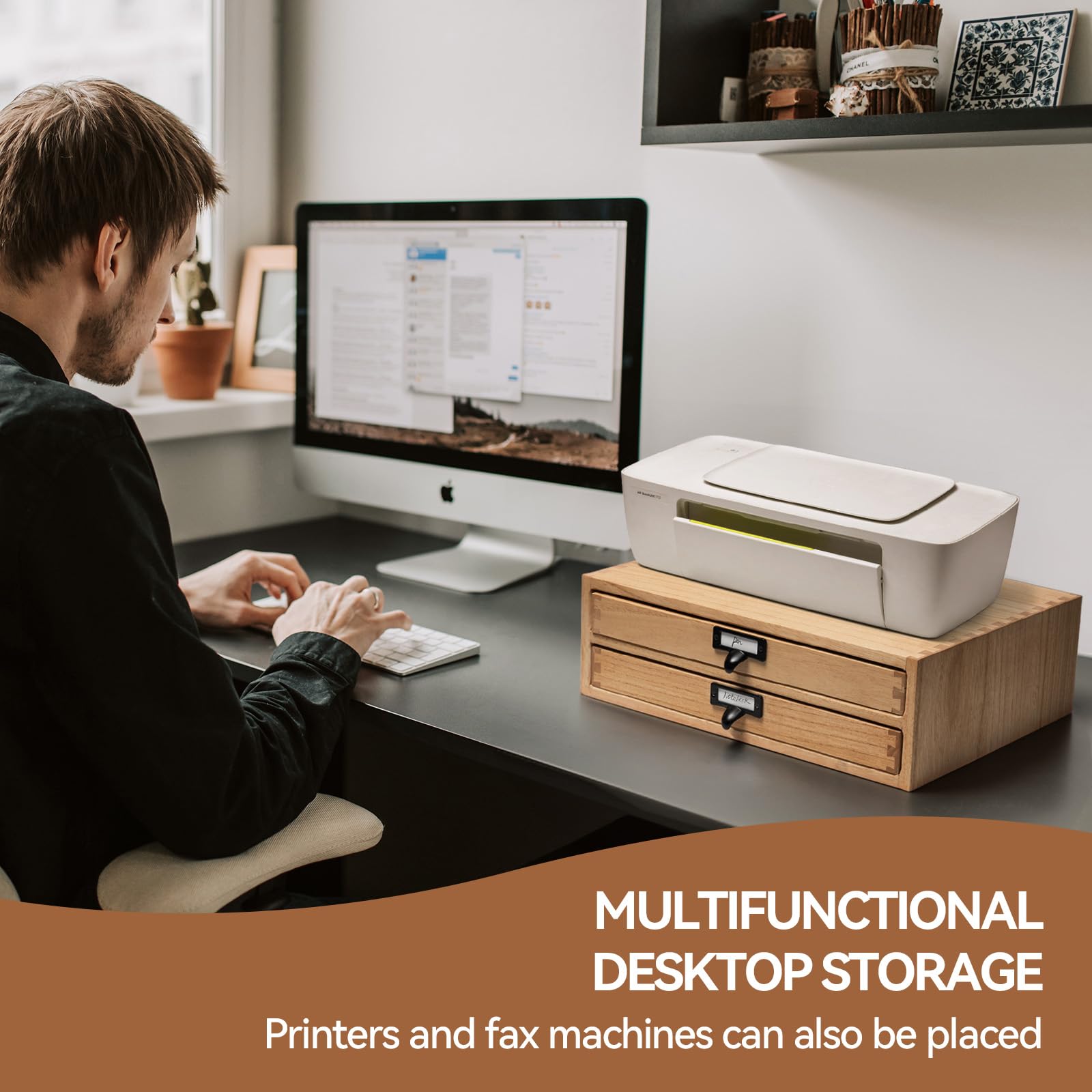 KIRIGEN Solid Wood Desktop Storage Drawers – Office Filing Organizer