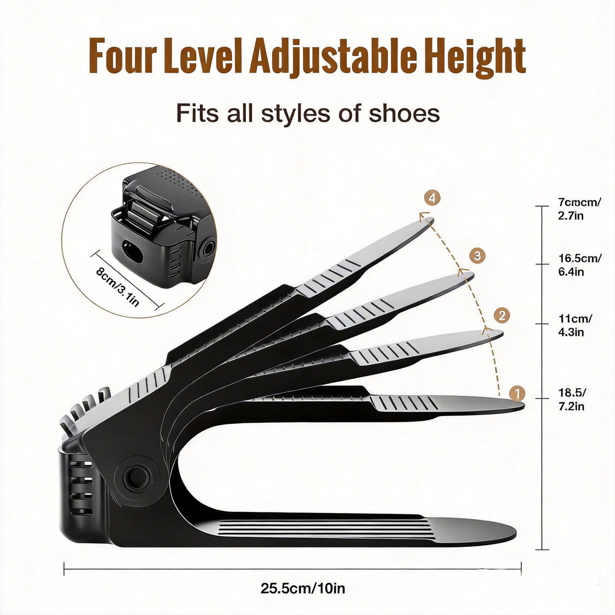 Neprock Shoe Slots Organizer, Adjustable Shoe Stacker Space Saver, Double Deck Shoe Rack Holder for Closet Organization Shoe Storage for
