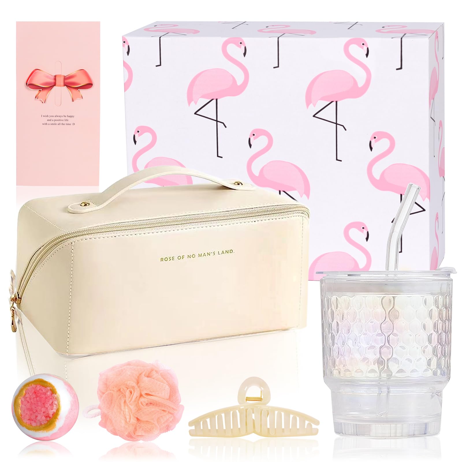 MSOEUESO Women's Bath Gift Set – 7pc Self Care Spa Kit with Travel Bag
