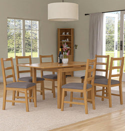 Hallowood Furniture Waverly Oak Extending Dining Table and Chairs Set 6 - image 1