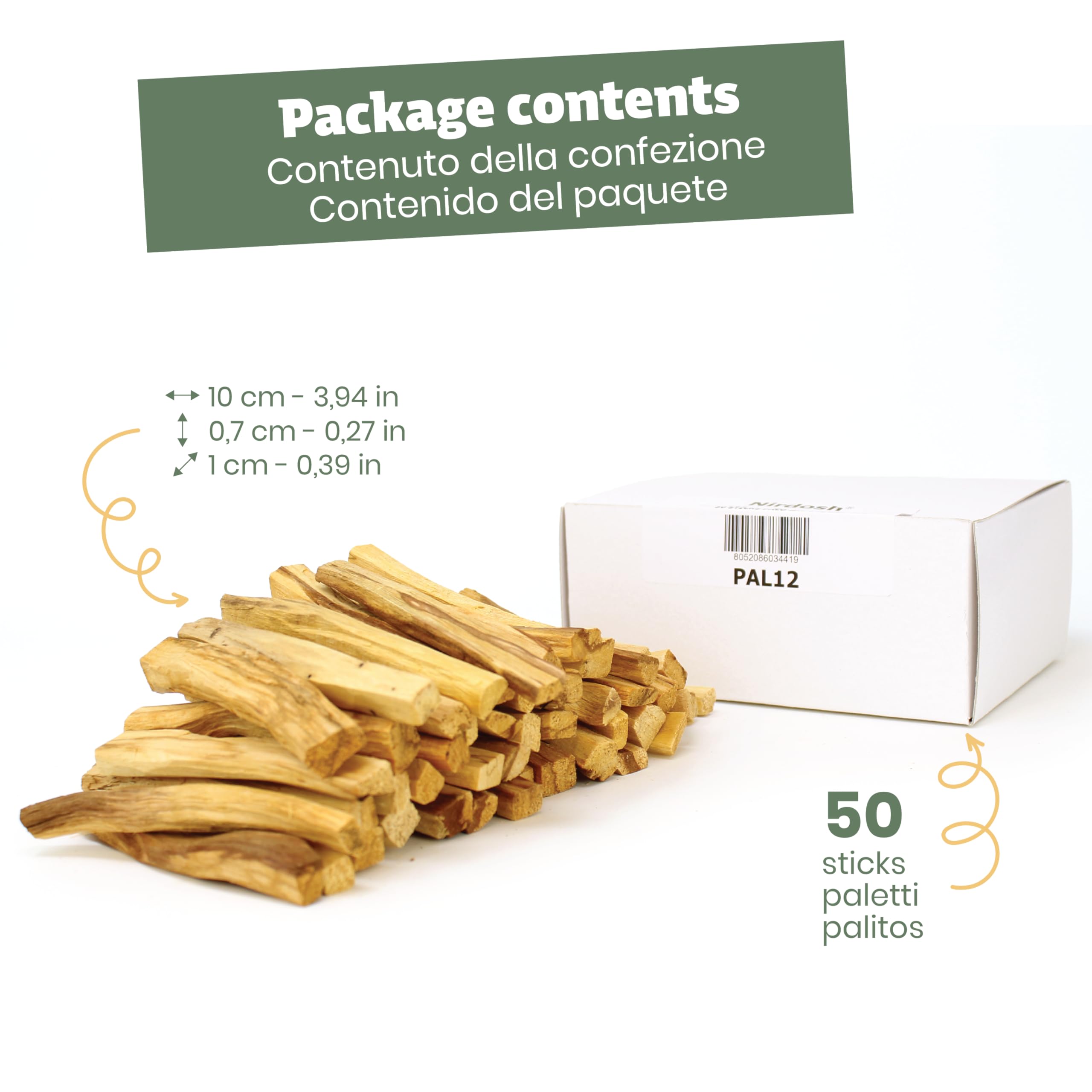 Nirdosh Palo Santo Incense Sticks - 50 Natural Wood Sticks for Meditation