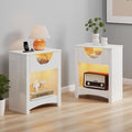 Bestier LED Nightstand with USB-C Port | Modern Acrylic Bedside Table