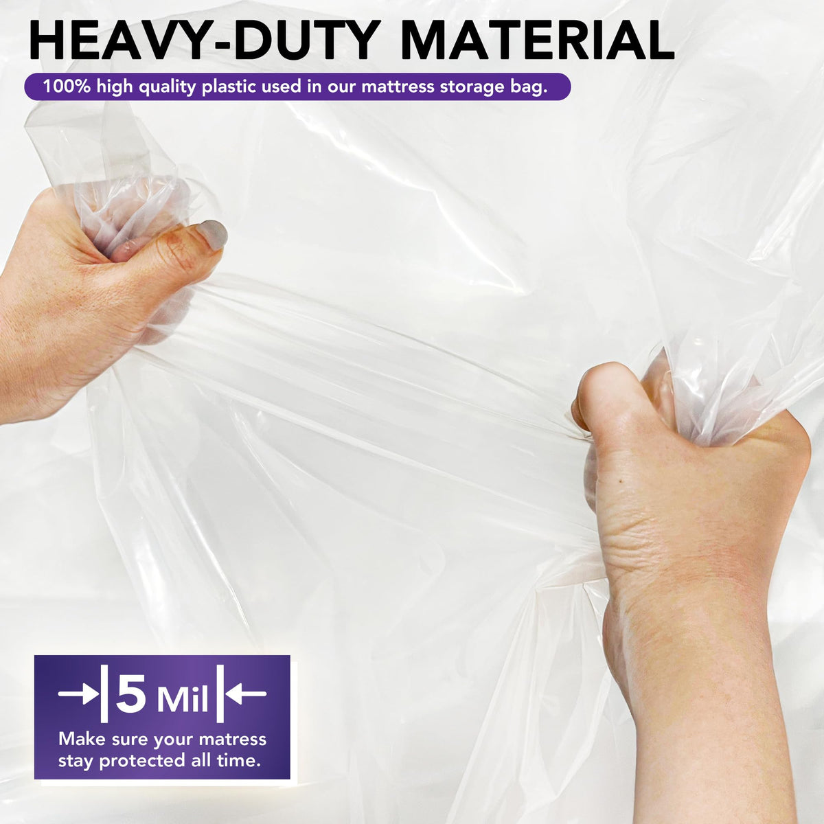 Mattress Bag for Moving and Storage, 5 Mil Heavy Duty Bed Mattress Cover, Mattress Protector Super Thick and Tear Resistant Double - image 3